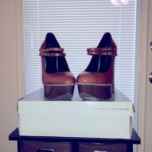Brown leather heels
